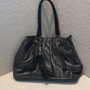 Brighton Black Tote with Tassel Accents